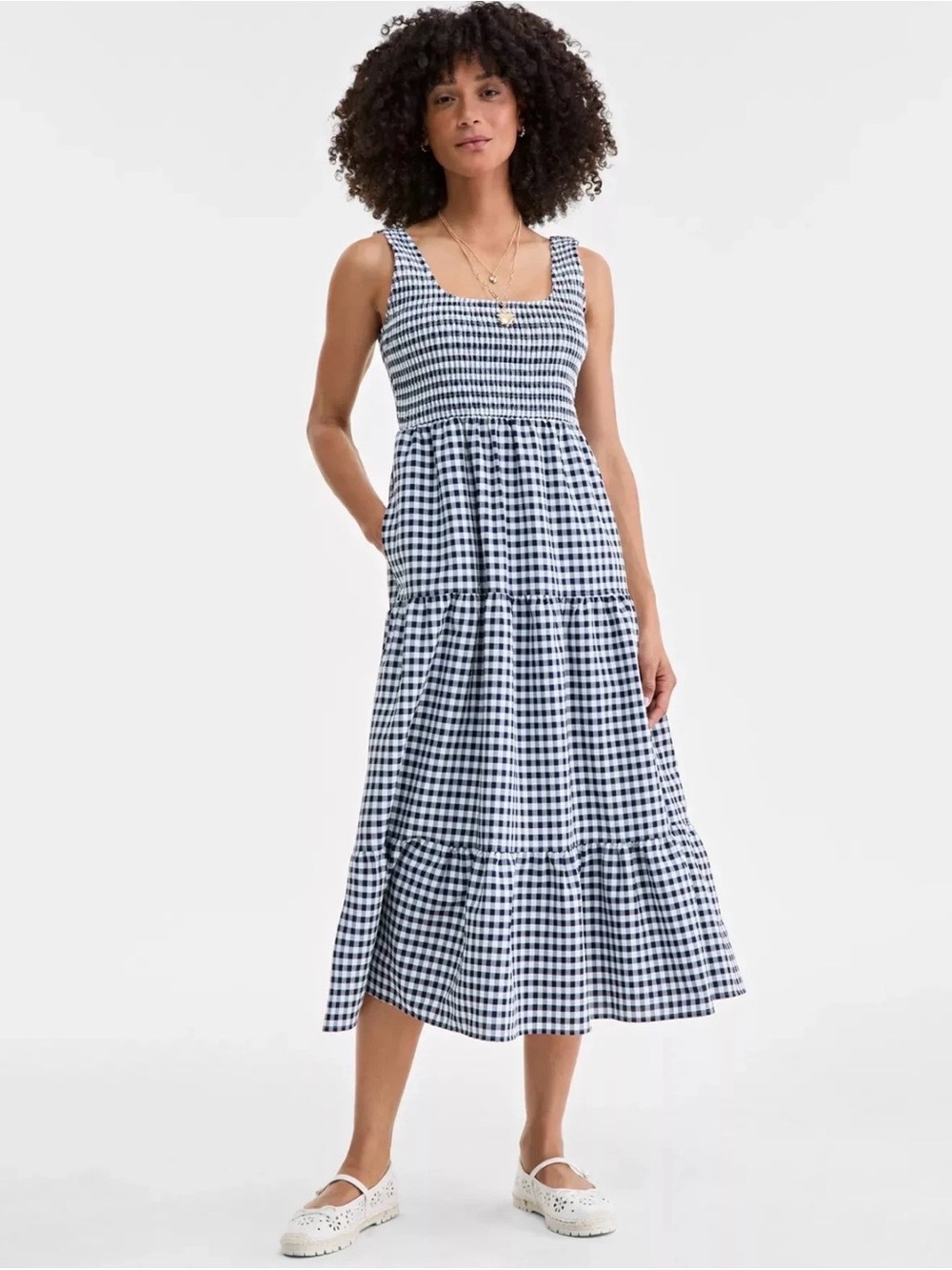On 34th sleeveless gingham dress XL